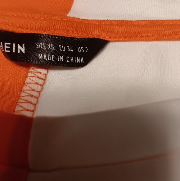 Y2K Skater Hiphop Graphic Tee Color Block Asymmetrical Oversize XS Orange White - Picture 4 of 10